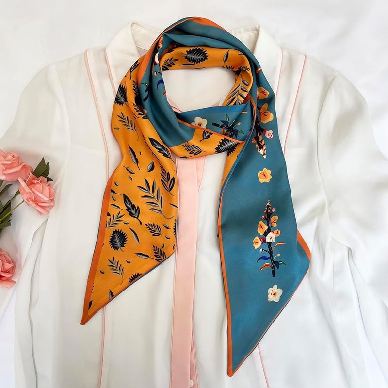 FONYVE Silk Head Scarf for Hair Fashion Headwrap for Women Lightweight Neck Tie - Image 5